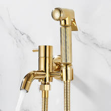 Gold Bathroom Bidet Faucet Solid Brass Cold Toilet Shower Blow-Fed Spray Gun Nozzle Balcony Mop Pool Clean Tap Chrome Stopcock 2024 - buy cheap