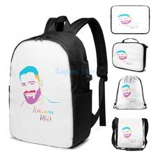 Забавный рюкзак с графическим принтом Maluma(4) с USB-зарядкой, мужские школьные сумки, женская сумка, дорожная сумка для ноутбука 2024 - купить недорого
