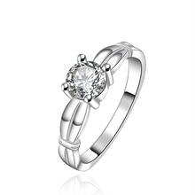 Классическое роскошное ювелирное изделие, посеребренное кольцо, круглая циркониевая Свадебная бижутерия, обручальные кольца обещания для женщин 2024 - купить недорого