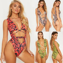 Sexy Women Serpentine Leopard Printed Monokini Bandage Bathing Suit Push Up Padded Bikini Swimwear 2021 Newly 2024 - buy cheap