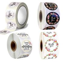 500 pces/rolo obrigado adesivos selo etiquetas flor diy cozimento embalagem selagem adesivos festa de casamento envelopes decoração 2024 - compre barato