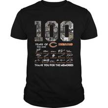 100 anos de Chicago Bears 1920 2020 assinatura obrigado pela camisa unisex das mulheres dos homens t camisa 2024 - compre barato