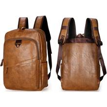 Mochila masculina de couro, mochila vintage marrom para viagem de grande capacidade, bolsa para laptop 2024 - compre barato