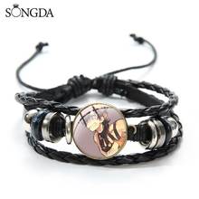 Anime JoJos Bizarre Adventure Leather Bracelet Cosplay Figure Cartoon Print Glass Dome Bracelet Adjustable for Adult Kids 2024 - buy cheap