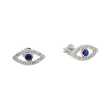 New Real 925 Sterling Silver Factory Drop Shipping Fine Turkish Jewelry Evil Eye Studs Micro Pave Cz Bling Earrings 2024 - buy cheap