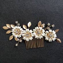 SLBRIDAL Vintage Baroque Alloy Crystal Rhinestone Pearl Flower Bridal Hair Comb Wedding Hair Accessory Bridesmaids Hair Jewelry 2024 - buy cheap