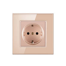 Gold 86 Type Wall Electrical German Standard Crystal Glass Panel Wall EU Socket Power Outlet  AC110-250V 16A 2024 - buy cheap