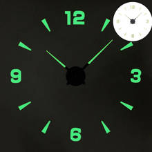 Светящиеся Настенные часы, большой бесшумный Кварцевый Будильник 3D «сделай сам» с наклейками, в современном стиле 2024 - купить недорого