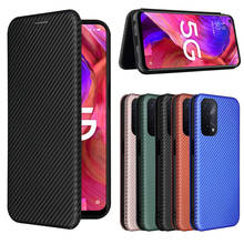 Oppo A74 5G Case 6.5" Fashion Carbon Fiber PC Hard Card Holder Slim Leather Case for Oppo A54 5G CPH2197 OPG02 Wallet Flip Cover 2024 - buy cheap