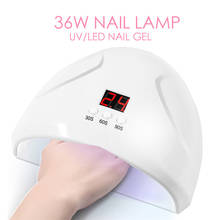 Lâmpada para manicure com led uv de 36w, com 12 leds para secagem de unhas com esmalte em gel, ferramenta de sensor automático para manicure 30s, 60s e 90s 2024 - compre barato