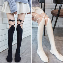 Women Lolita Stockings Spring Japanese Leggings Kawaii Anime Girl  Black White Over Knee Stocking Cross Straps stockings Cosplay 2024 - buy cheap