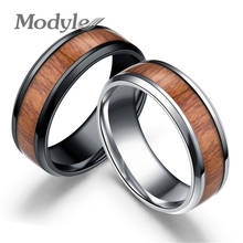 Anéis vintage para homens e mulheres, anéis pretos e brancos de aço inoxidável com estampa de madeira 2024 - compre barato