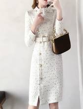 Vestido de inverno midi de algodão luxuoso, elegante, casual, formal, outono, manga longa, feminino, 2019 2024 - compre barato