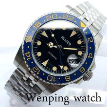 Bliger Top Luxury Brand 40mm Silver Case Sapphire Glass Ceramic Bezel Black Dial Date Luminous Men's Automatic Watch 2024 - buy cheap