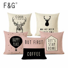 Nordic Style Decorative Sofa Pillows Cover Deer Animal Black White Cushion Cover Home Decor Linen Cushions Covers for Sofa 2024 - buy cheap