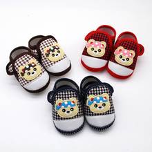 Bear Head Houndstooth Newborn Baby Boy Cotton Shoes Soft Sole Anti-Slip Footwear Crib Shoes for 0-18 Month 2024 - buy cheap