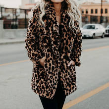 Luxury Faux Fur Coat Women Winter Fashion Leopard Outerwear Warm Long Sleeve Artificial Fur Jacket Plush Plus Size Clothing 2024 - buy cheap