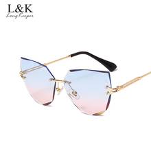 Fashion Rimless Cat Eye Sunglasses Women Brand Designer Gradient Lens Sun Glasses Vintage Eyewear Oculos lunette soleil homme 2024 - buy cheap