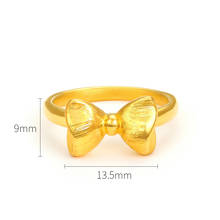 New Real 999 24K Yellow Gold Ring Women 3D Luck Brush-finished Bowknot Ring 1.6-1.8g US6-8 2024 - buy cheap