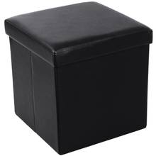 PU Leather Smooth Footstool Black 38*38*38cm  Storage Stool Folding Shoe Bench Footstool Can Sit With Lid Storage Box In Stock 2024 - buy cheap