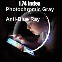 1,74 фотохромно-серые линзы с защитой от синих лучей, оптические Линзы для очков по рецепту, антибликовые и антибликовые 2024 - купить недорого
