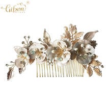 Wedding Hair Accessories Jewelry Flower Freshwater Pearl Bridal Hair Comb Pin For Women 2024 - buy cheap