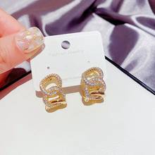 MIGGA Luxury Micro Paved Cubic Zircon Link Chain Stud Earrings for Women Gold Color CZ Crystal Jewelry 2024 - buy cheap