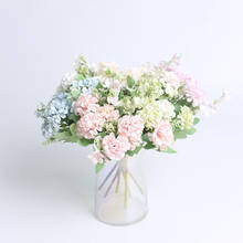 9 Head Artificial Hydrangea Flowers Diy Wedding Decoration Fake Flower Bride Holding Small Bouquet Winter Home Decoration 2024 - buy cheap