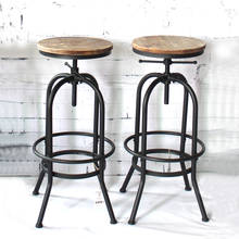 IKayaa барные стулья в промышленном стиле, регулируемый по высоте вращающийся барный стул из натурального соснового дерева, кухонный обеденный для завтрака, стул 2024 - купить недорого