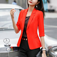Summer Women Blazers And Jackets Candy Color Jacket Half Sleeve Slim Suit One Button Women Jacket Big Size S-3XL Blazer 2024 - buy cheap