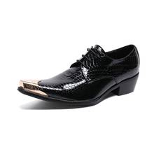 Patent Leather High Heel Men Shoes Black  Poited Toe Lace-Up Wedding Shoes Mens Leisure Party Trendy Luxury Shoes Size 37-46 2024 - buy cheap