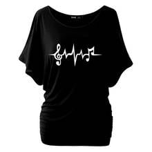 2022 New Heartbeat music notation T Shirt Women Shirts Summer Tops Musical Graphic Tees Batwing Sleeve T-shirt 2024 - buy cheap