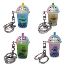 Key Ring Cute Mini Cartoon Cat Milk Tea Bottle Keychain Car Coffee Key Chain Pendant Bag Key Ring For Kids Women Gifts 2024 - buy cheap