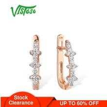 VISTOSO Gold Earrings For Women 14K 585 Rose Gold Sparkling Luxury Diamond Wedding Band Engagement Anniversary Gift Fine Jewelry 2024 - buy cheap