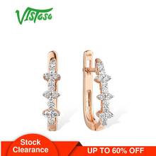 VISTOSO-pendientes de oro rosa 585 de 14 quilates para mujer, aretes, oro rosa, Diamante brillante, boda, compromiso, aniversario, joyería fina 2024 - compra barato