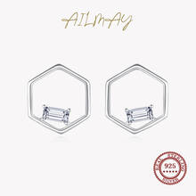 Ailmay 925 prata esterlina simples geométrico polígono linha fashionc brincos claro cz para feminino meninas acessórios de festa jóias 2024 - compre barato