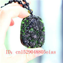 Chinese Natural Black Green Jade Tiger Pendant Beads Necklace Charm Jewelry Obsidian Accessories Carved Amulet Gifts for Men Her 2024 - buy cheap