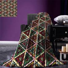 African Throw Blanket Grunge Triangle Design Colorful Geometric Mosaic Traditional Batik Pattern Retro Blanket for Bed Couch 2024 - buy cheap