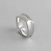 Настоящее серебро 925 пробы кольца для женщин 2020 уникальное геометрическое гладкое квадратное кольцо для женщин изменяемое кольцо 925 серебряные ювелирные изделия 2024 - купить недорого