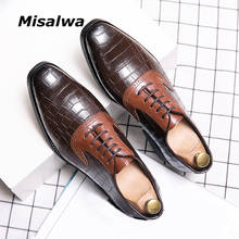 Misalwa-zapatos Brogue de negocios con estampado de cocodrilo para hombre, calzado plano de vestir, de diseñador, Oxford, para fiesta, talla grande 38 a 48 2024 - compra barato