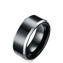 European and American New Fashion Hot Sell Simple Pure 8mm Black Tungsten Steel Men's Scratch Resistant Ring Jewelry 2024 - buy cheap