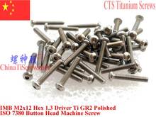 ISO 7380 M2 Titanium screw M2x12 M2x14 M2x16 M2x18 M2x20 Button Head Hex 1.3 Driver Ti GR2 Polished 2024 - buy cheap