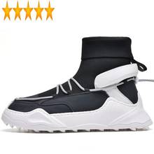 Mens Stretch Socks Spring Autumn Casual High Top Shoes Mixed Colors Round Toe Lace Up Male Thick Bottom Sneakers 2024 - buy cheap