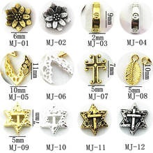 10 unids/lote de pegatinas para uñas, accesorios para manicura, estilo Retro japonés, oro, plata, loto, ala, Cruz, aleación de Metal, Art Deco 2024 - compra barato