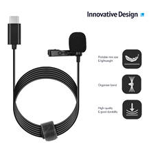 Type-C Mini Lavalier Microphone Omnidirectional Condenser Clip-on Mic with 1.5m Long Cable Wind Muff Metal Clip for Phone Tablet 2024 - buy cheap