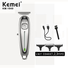 Kemei-cortadora de pelo profesional para hombres, máquina de corte de pelo sin cable, de Metal, 0mm, con hoja en T, 1949 2024 - compra barato