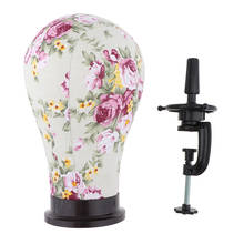 Cabeça de manequim com padrão floral de cortiça, cabeçote de exposição para peruca com braçadeira de montagem, 21/22 "/23"/24" 2024 - compre barato