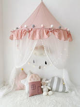 Berço rosa de princesa para crianças, berço, cortina com mosquiteiro para quarto de meninas decoração 2024 - compre barato
