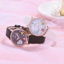 Cute Flower Pattern Black Kids Leather Watch Quartz Analog Child Watches For Boys Girls Pink Student Clock Gift Relogio Feminino 2024 - buy cheap