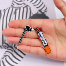 Fashion Enamel Pin Black Punk Matches Cigarette Cartoon Lapel Brooch Button Badges Jackets Denim Pins Accessories for Women Men 2024 - buy cheap